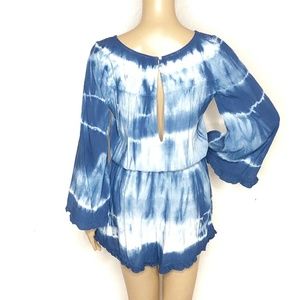 American Eagle Small Blue + White Tye Dye Romper
